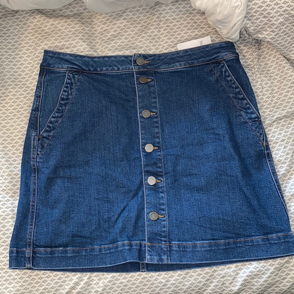 Loft denim button up skirt